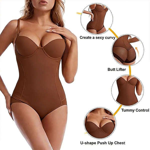 Shapewear-Bodysuit med Behå – Rynkad, Smalande & Justerbar Midja – Smid Passform & Komfort ✨