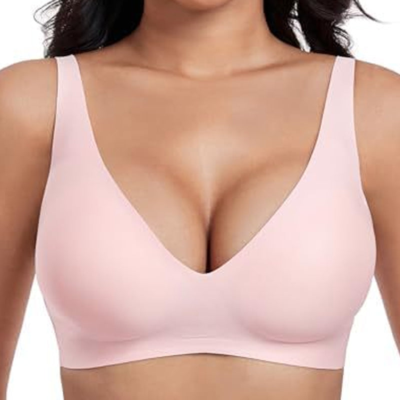 💕Gelé Trådlöst Kvinnors Bekväma Trådlösa BH Push Up Bralettes Sömlösa T-shirts BH Djup V Vardags BH