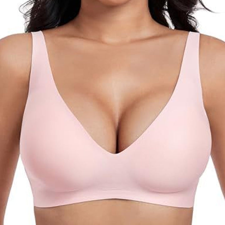 💕Gelé Trådlöst Kvinnors Bekväma Trådlösa BH Push Up Bralettes Sömlösa T-shirts BH Djup V Vardags BH