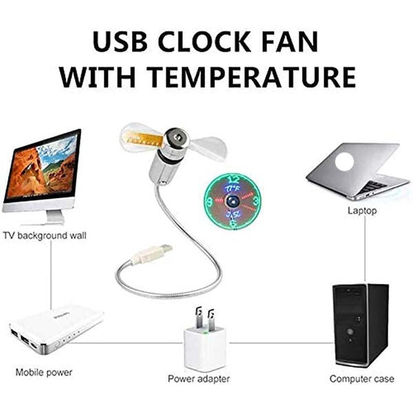 USB-fläkt med LED-klockbelysning