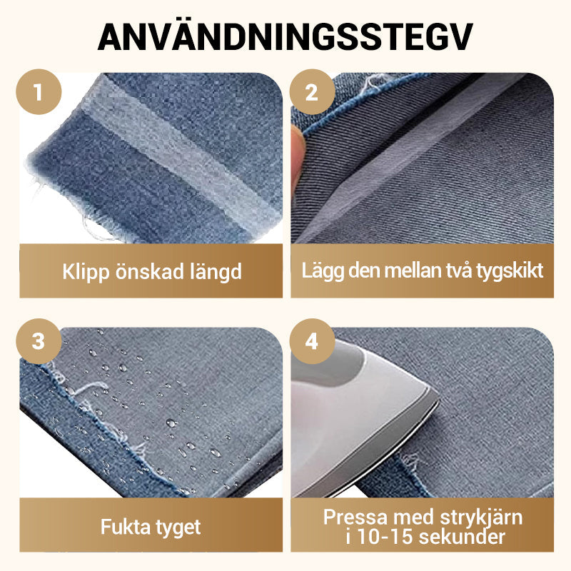Dubbelsidig strykning på självhäftande kantband
