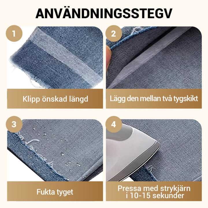 Dubbelsidig strykning på självhäftande kantband