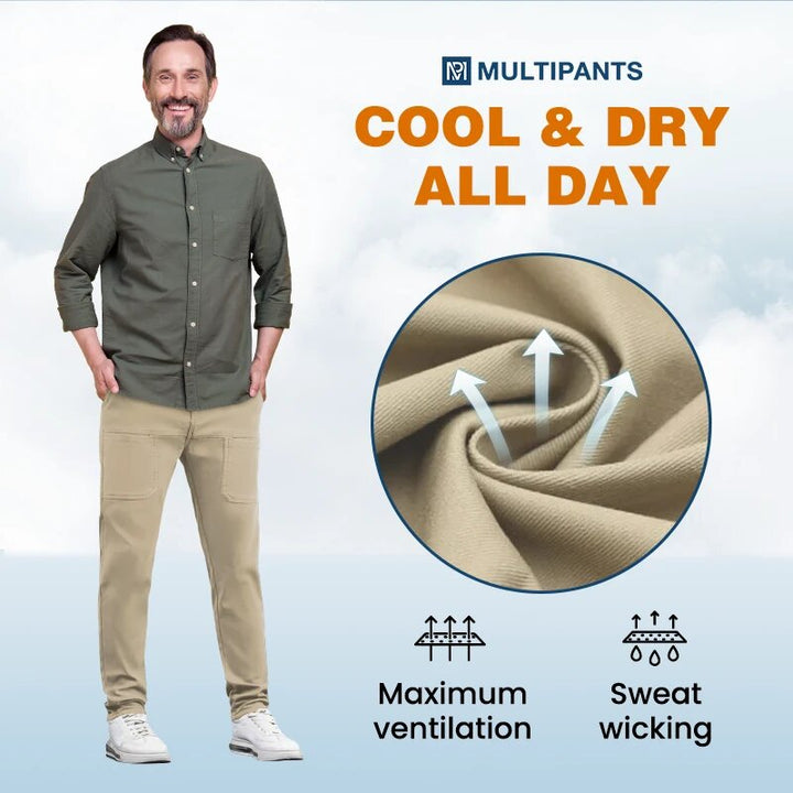 🔥Herrers Högstretchiga Multifickor Skinny Cargo Byxor 👖 så coola💥