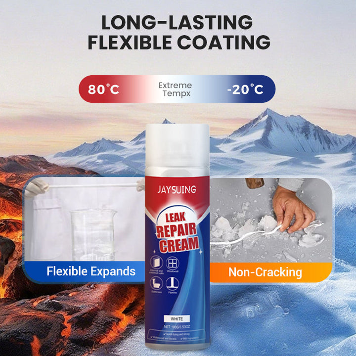 🔥Spray för omedelbar läckagereparation – tätar sprickor och luckor på 5 minuter, vattentät och flexibel för rör/tak