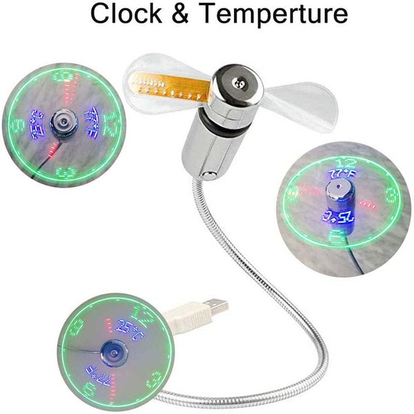 USB-fläkt med LED-klockbelysning