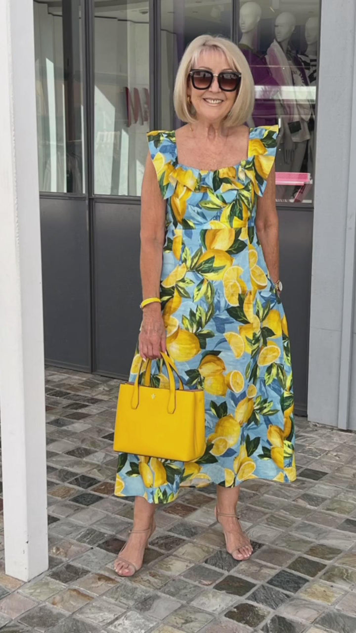 🍋Oversized lemon print tunic dress