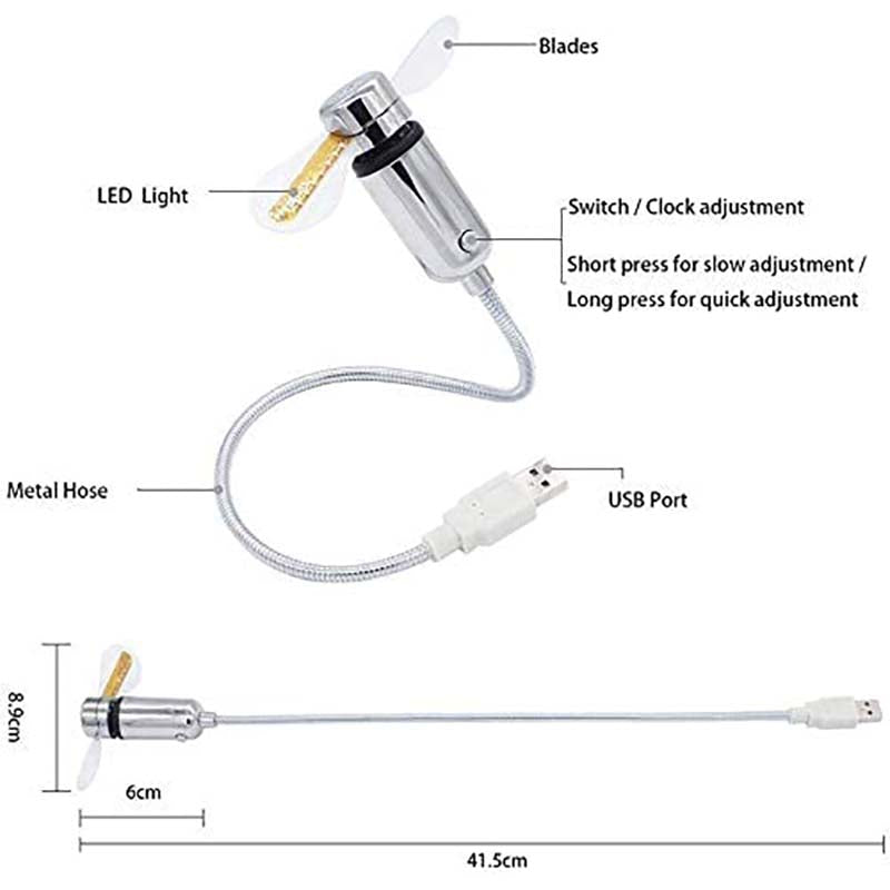 USB-fläkt med LED-klockbelysning