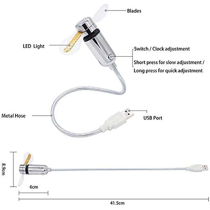 USB-fläkt med LED-klockbelysning