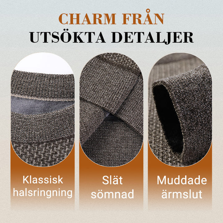 🎁Mäns varma mysiga fodrade crewneck -topp - idealisk gåva💝