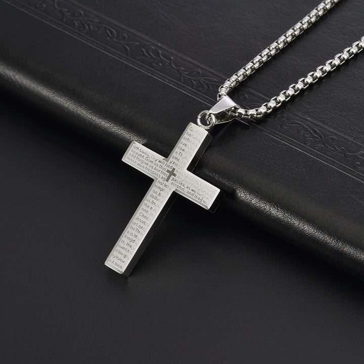 🎉KÖP 1, FÅ 1 GRATIS✝️ "Herrens bön"-halsband med klottrat kors
