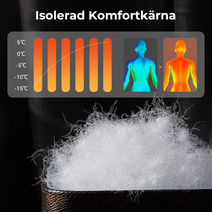 Vindtät, vadderad jacka med huva för herrar