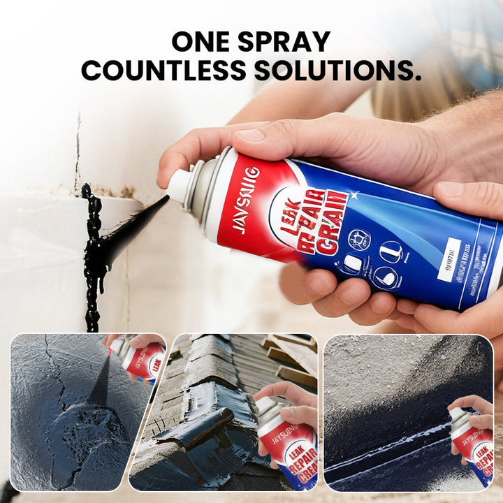 🔥Spray för omedelbar läckagereparation – tätar sprickor och luckor på 5 minuter, vattentät och flexibel för rör/tak