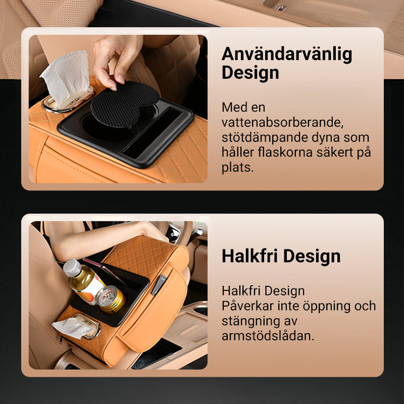 Multifunktionell kudde för bilarmstöd