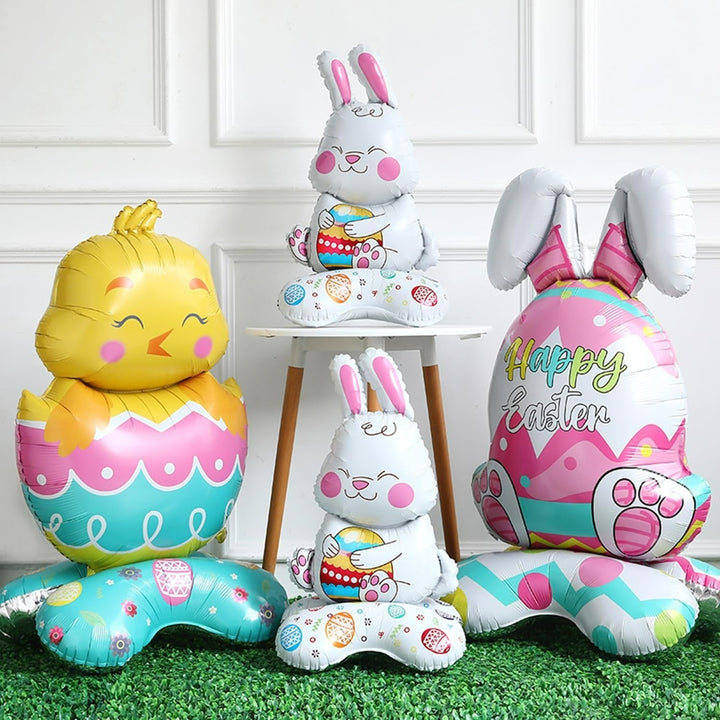 🐰🎉3 gigantiska 3D-stående kaninballonger – Självstående festlig glädje
