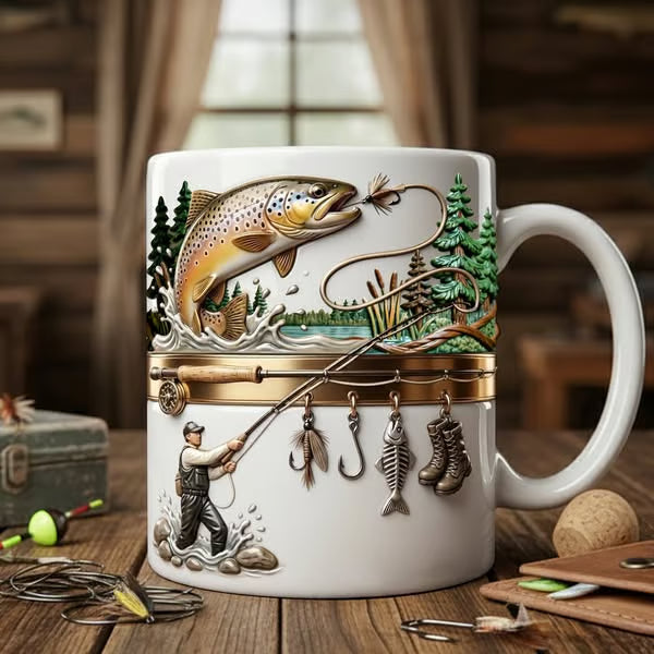 🎣Keramisk kaffekopp med fisketema