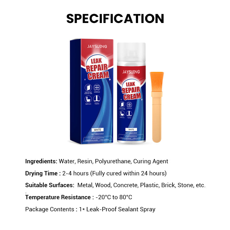 🔥Spray för omedelbar läckagereparation – tätar sprickor och luckor på 5 minuter, vattentät och flexibel för rör/tak