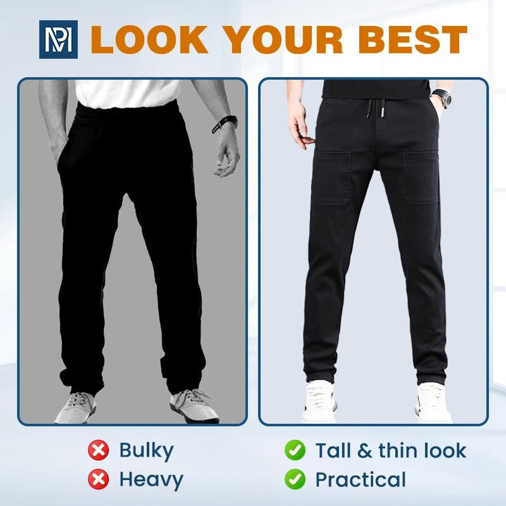 🔥Herrers Högstretchiga Multifickor Skinny Cargo Byxor 👖 så coola💥