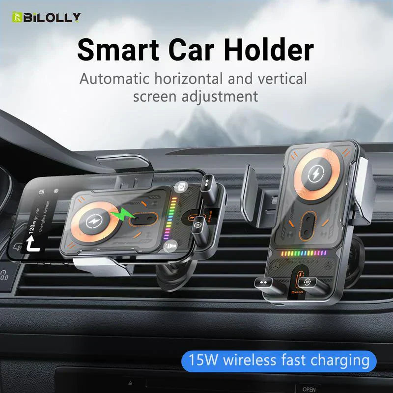 🚗 50% RABATT! 📱 2-i-1 Bilhållare & Trådlös Laddare – Roterbar Magnetisk Fäste, Snabbladdning & Universell Kompatibilitet 🔋