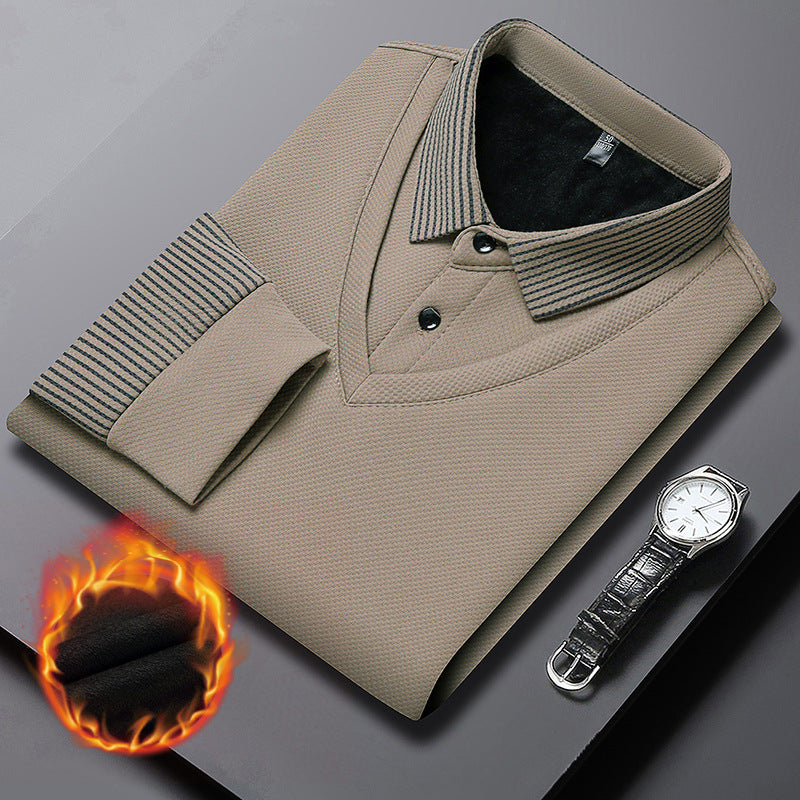 💕 Lapel faux tvådelad stickad skjorta herr