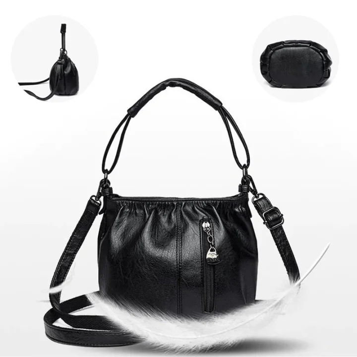 ⏰ Endast nu 50% rabatt!👜✨ Avslappnad veckad väska i mjukt läder ✨ – Praktisk bucket-väska med stil 💼 Lätt, slitstark och perfekt för vardagsbruk! 🌟