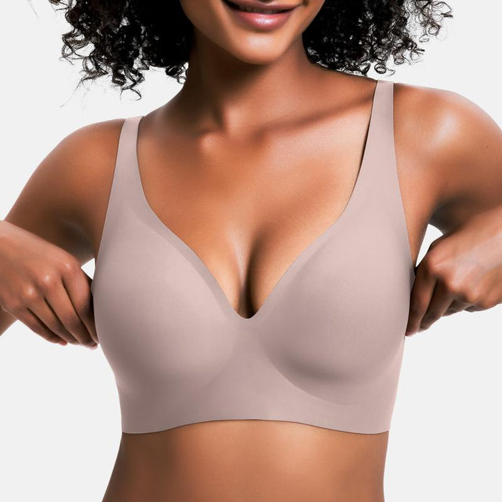 💕Gelé Trådlöst Kvinnors Bekväma Trådlösa BH Push Up Bralettes Sömlösa T-shirts BH Djup V Vardags BH