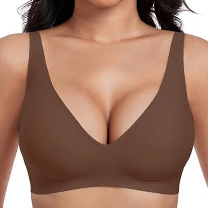 💕Gelé Trådlöst Kvinnors Bekväma Trådlösa BH Push Up Bralettes Sömlösa T-shirts BH Djup V Vardags BH