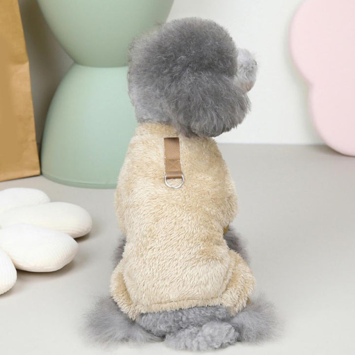 Elastisk overall i fleece för husdjur med dragring