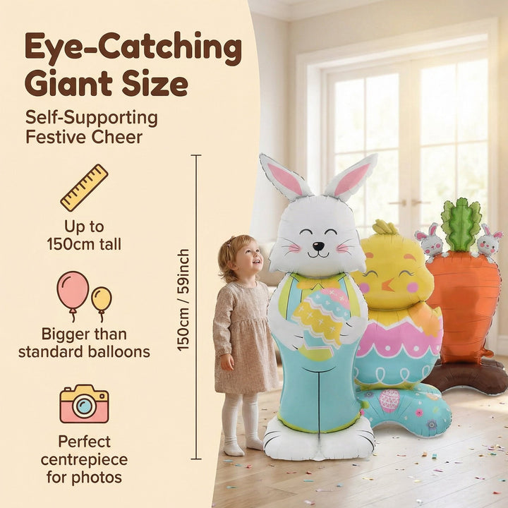 🐰🎉3 gigantiska 3D-stående kaninballonger – Självstående festlig glädje