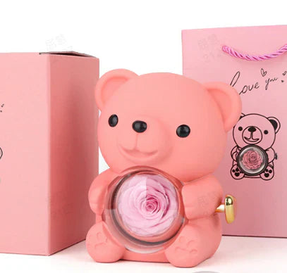 ⏰🌹Valentinsdagens överraskningsrea 50 % RABATT!!💝Söt nallebjörn med konserverad ros – halsband📿+evig ros🌹+nallebjörn🧸