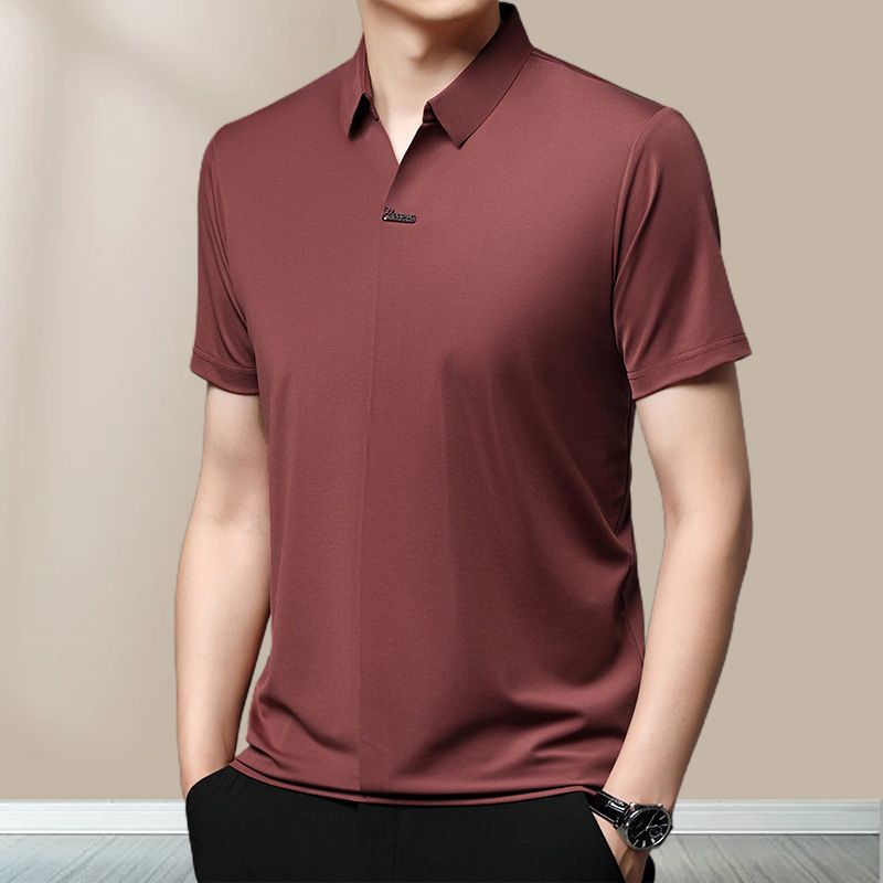 Hot Sale 49% OFF  Casual T-shirt för män med revers som andas och är rynkfri