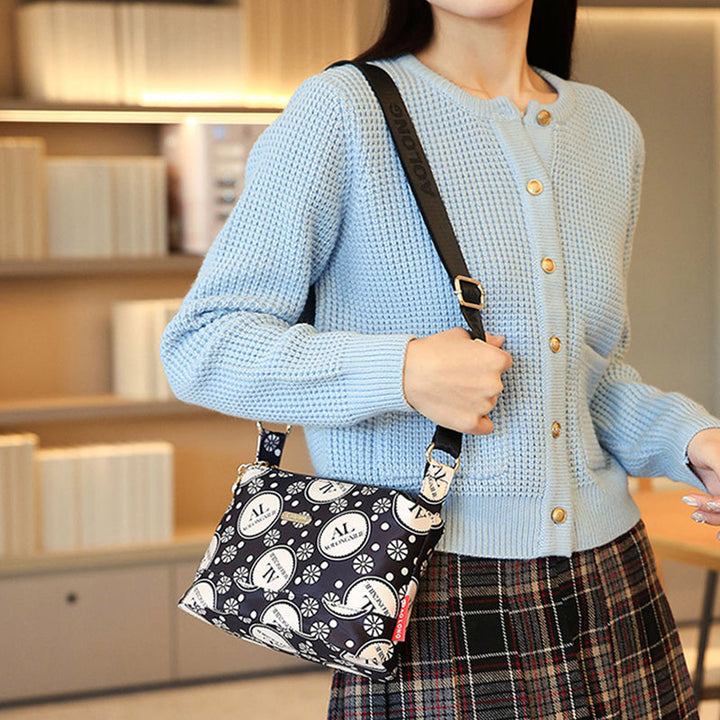 Tryckt crossbody-väska med flera fickor för kvinnor