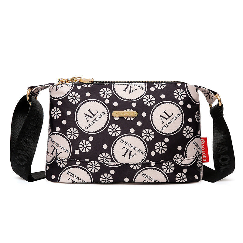 Tryckt crossbody-väska med flera fickor för kvinnor