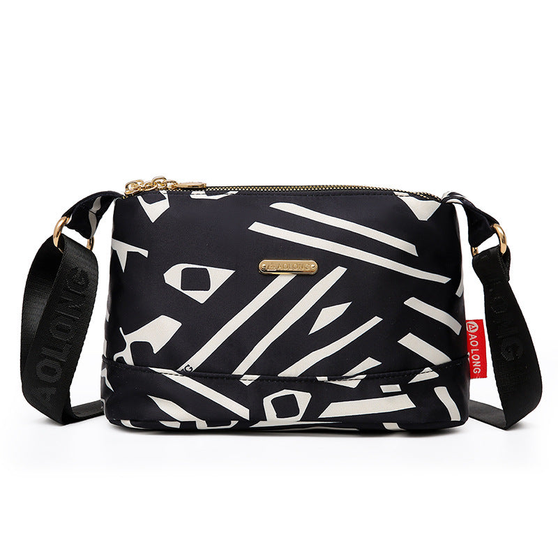 Tryckt crossbody-väska med flera fickor för kvinnor