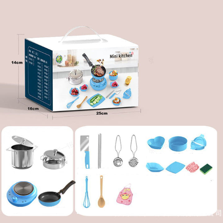🎁 Bästa presenten för barn 🍳 Real Cooking Mini-köksleksaker för barn - Set med 22 delar
