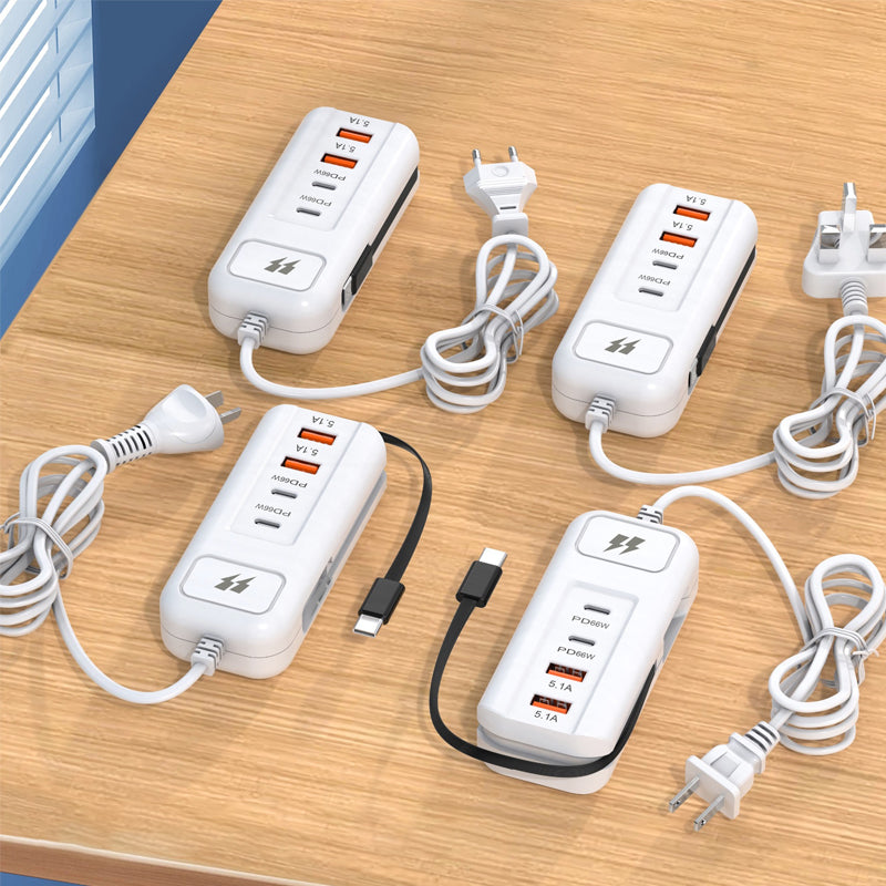 Multifunktionellt snabbladdningsuttag - 2PD + 2USB
