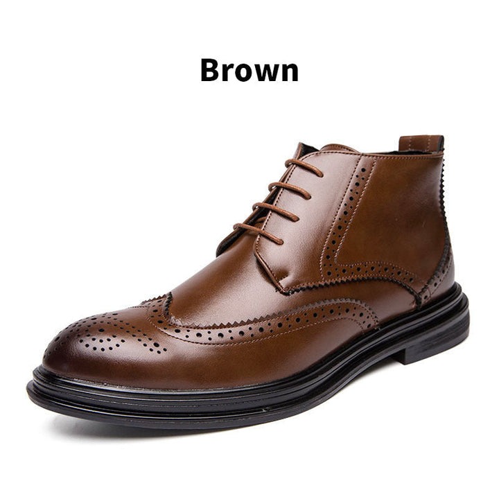 Snörning och snidade Wingtip Brogue-stövlar för män
