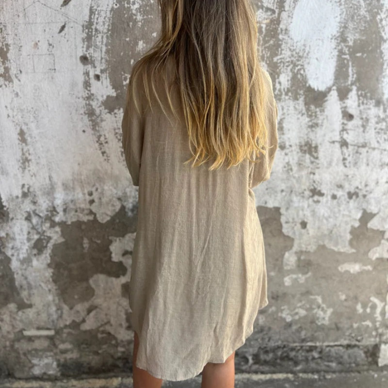 🎉Vårens nya produkter till halva priset -49%OFF🛍️Tvådelat set med långärmad skjorta och shorts för kvinnor