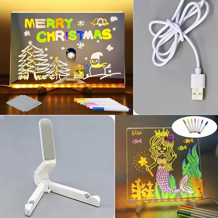 🎨Kreativ Omskrivbar Akryl LED Anslagstavla