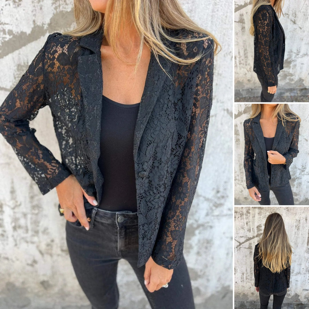 Blazer med Spetsmesh Hela Vägen Över