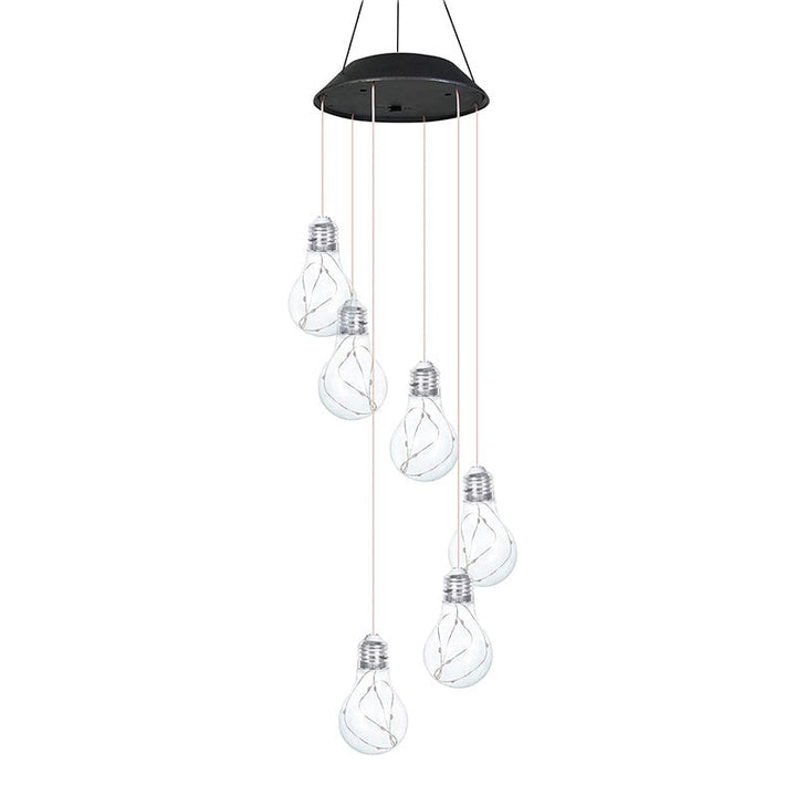 Färgglada LED-solcellsdrivna vindspel med glödlampa