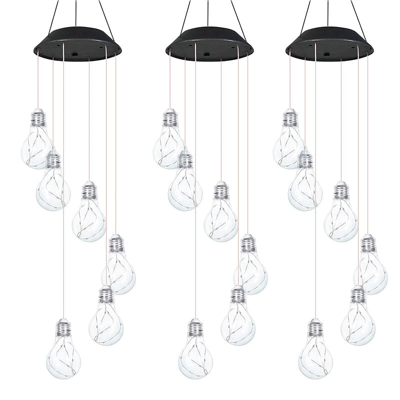 Färgglada LED-solcellsdrivna vindspel med glödlampa