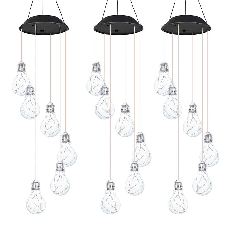 Färgglada LED-solcellsdrivna vindspel med glödlampa