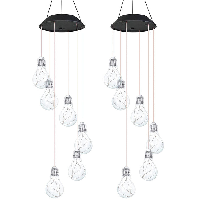 Färgglada LED-solcellsdrivna vindspel med glödlampa