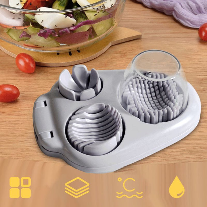 🔥Ny 3-i-1 Multifunktionell grönsaksskärare Fancy Split Egg Slicer Egg Slicing and Dividing