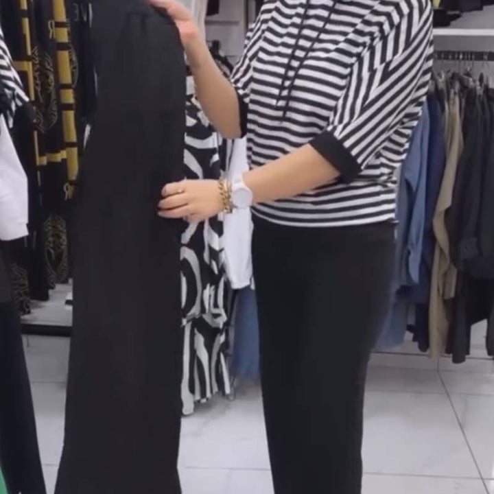 💕Limiterad försäljning 50% rabatt💕Randig topp och enfärgade byxor för kvinno
