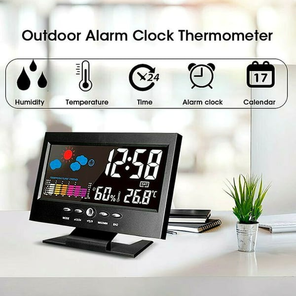 🔥Digital LED-temperatur- och fuktighetsmonitor Väderprognos LED-bordsväckarklocka