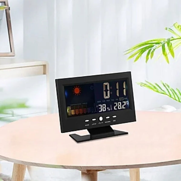 🔥Digital LED-temperatur- och fuktighetsmonitor Väderprognos LED-bordsväckarklocka