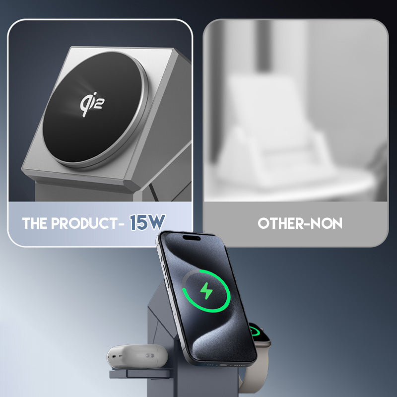 🔥⏰ Julens specialerbjudanden 🔥📱 3-i-1 Faltbart Magnetiskt Laddstation – Perfekt för Hem, Arbete & Resor ✨ | 15W Snabbladdning, Multidevice & Kompakt!