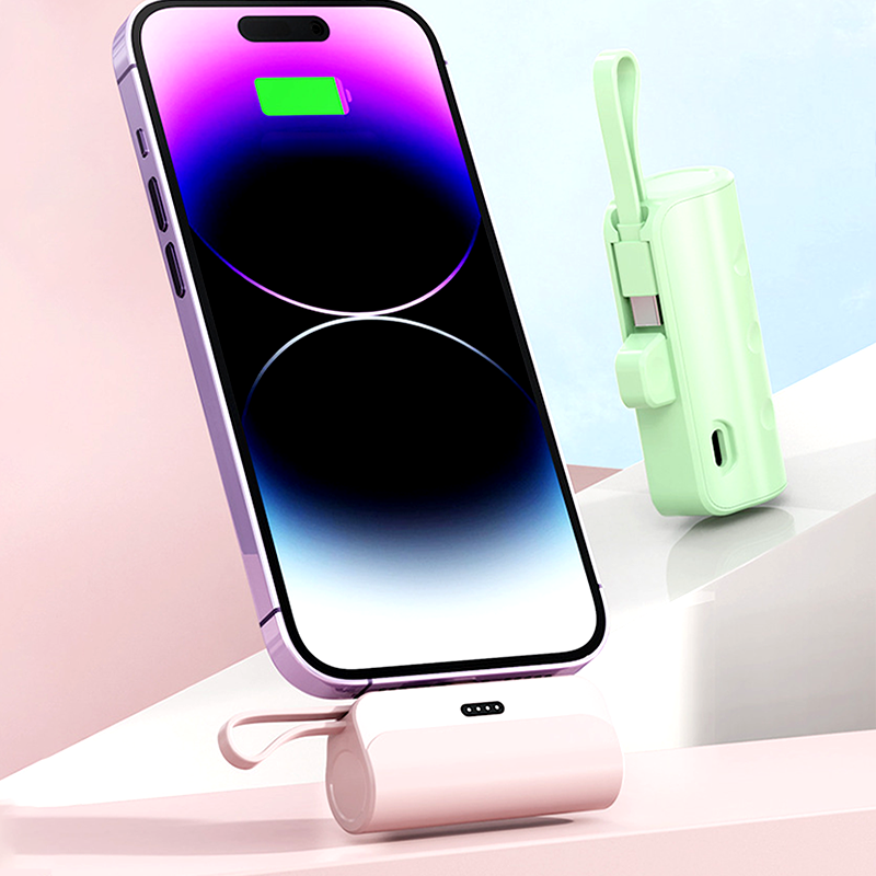 Portable High-Capacity Power Bank with Built-in Cables