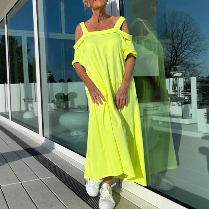 🔥Maxiklänning med Kala Axlar för Kvinnor 👗✨